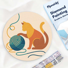 Afbeelding in Gallery-weergave laden, Diamond Painting op Houten Schijf - Kat en bol garen