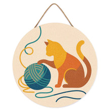 Afbeelding in Gallery-weergave laden, Diamond Painting op Houten Schijf - Kat en bol garen
