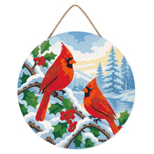 Afbeelding in Gallery-weergave laden, Diamond Painting op Houten Schijf - Winterkardinalen
