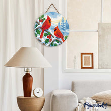 Afbeelding in Gallery-weergave laden, Diamond Painting op Houten Schijf - Winterkardinalen