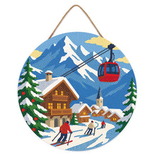 Afbeelding in Gallery-weergave laden, Diamond Painting op Houten Schijf - Wintervakantie in de Alpen