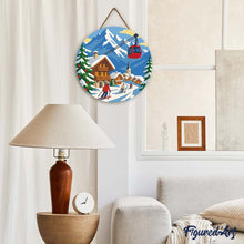 Afbeelding in Gallery-weergave laden, Diamond Painting op Houten Schijf - Wintervakantie in de Alpen