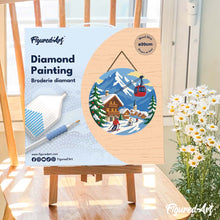 Afbeelding in Gallery-weergave laden, Diamond Painting op Houten Schijf - Wintervakantie in de Alpen