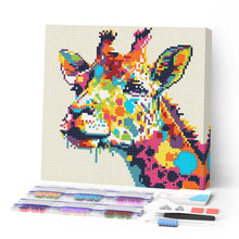Afbeelding in Gallery-weergave laden, Mini Diamond Painting 25x25 cm - Giraffe Abstracte Pop-Art