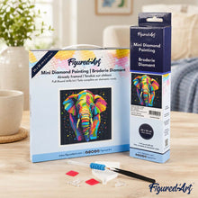 Afbeelding in Gallery-weergave laden, Mini Diamond Painting 25x25 cm - Olifant Abstracte Pop-Art