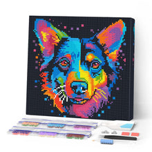 Afbeelding in Gallery-weergave laden, Mini Diamond Painting 25x25 cm - Neon Hond Abstracte Pop-Art