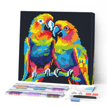 Afbeelding in Gallery-weergave laden, Mini Diamond Painting 25x25 cm - Papegaaien Abstracte Pop-Art