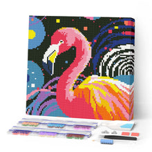Afbeelding in Gallery-weergave laden, Mini Diamond Painting 25x25 cm - Flamingo Abstracte Pop-Art