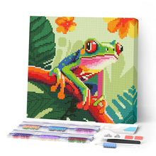 Afbeelding in Gallery-weergave laden, Mini Diamond Painting 25x25 cm - Tropische Roodogige Boomkikker