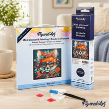 Afbeelding in Gallery-weergave laden, Mini Diamond Painting 25x25 cm - Modieuze vos met bloemen