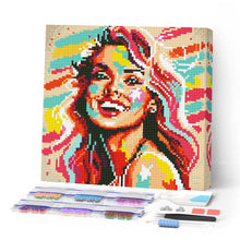 Afbeelding in Gallery-weergave laden, Mini Diamond Painting 25x25 cm - Blonde Vrouw Pop Art