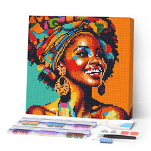 Afbeelding in Gallery-weergave laden, Mini Diamond Painting 25x25 cm - Afrikaanse Koningin Pop Art