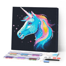 Afbeelding in Gallery-weergave laden, Mini Diamond Painting 25x25 cm - Neon Eenhoorn