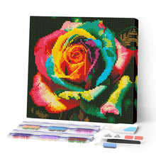 Afbeelding in Gallery-weergave laden, Mini Diamond Painting 25x25 cm - Veelkleurige Roos