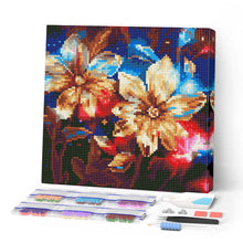Afbeelding in Gallery-weergave laden, Mini Diamond Painting 25x25 cm - Glinsterende Gouden Bloemen