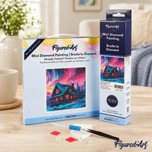 Afbeelding in Gallery-weergave laden, Mini Diamond Painting 25x25 cm - Huis onder de Aurora Hemel