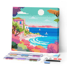Afbeelding in Gallery-weergave laden, Mini Diamond Painting 25x25 cm - Kleurrijke Franse Riviera