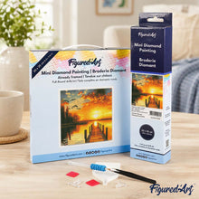 Afbeelding in Gallery-weergave laden, Mini Diamond Painting 25x25 cm - Gouden Meer Zonsondergang