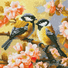 Afbeelding in Gallery-weergave laden, Mini Diamond Painting 25x25 cm - Paar Vogels tussen Bloesems