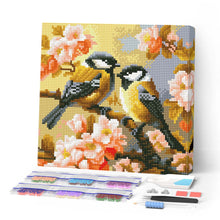 Afbeelding in Gallery-weergave laden, Mini Diamond Painting 25x25 cm - Paar Vogels tussen Bloesems