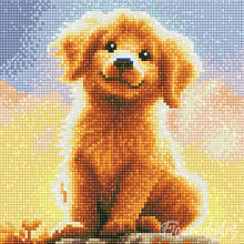Afbeelding in Gallery-weergave laden, Mini Diamond Painting 25x25 cm - Schattige Golden Retriever Pup