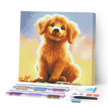 Afbeelding in Gallery-weergave laden, Mini Diamond Painting 25x25 cm - Schattige Golden Retriever Pup