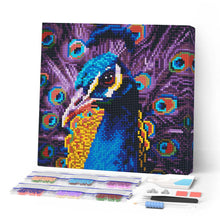 Afbeelding in Gallery-weergave laden, Mini Diamond Painting 25x25 cm - Gracieuze Pauw