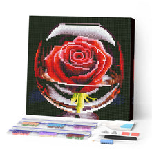 Afbeelding in Gallery-weergave laden, Mini Diamond Painting 25x25 cm - Rode Roos in het Glas