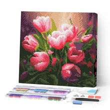 Afbeelding in Gallery-weergave laden, Mini Diamond Painting 25x25 cm - Mooie Roze Tulpen