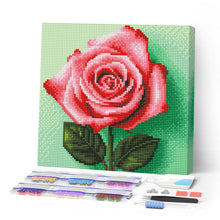 Afbeelding in Gallery-weergave laden, Mini Diamond Painting 25x25 cm - Oogverblindende Roze Roos