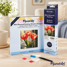 Afbeelding in Gallery-weergave laden, Mini Diamond Painting 25x25 cm - Perzikkleurige Tulpen
