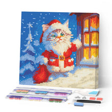 Afbeelding in Gallery-weergave laden, Mini Diamond Painting 25x25 cm - Kerstkatje