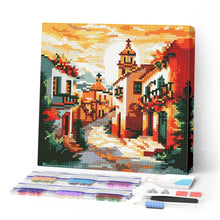 Afbeelding in Gallery-weergave laden, Mini Diamond Painting 25x25 cm - Zonnige dorpskerk