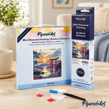 Afbeelding in Gallery-weergave laden, Mini Diamond Painting 25x25 cm - Torii Poort bij Zonsondergang