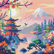 Afbeelding in Gallery-weergave laden, Mini Diamond Painting 25x25 cm - Pagode en Mount Fuji