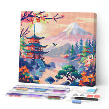 Afbeelding in Gallery-weergave laden, Mini Diamond Painting 25x25 cm - Pagode en Mount Fuji