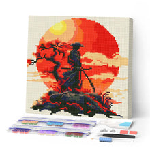 Afbeelding in Gallery-weergave laden, Mini Diamond Painting 25x25 cm - Samurai bij Zonsondergang