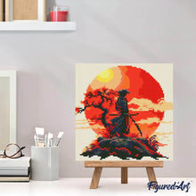 Afbeelding in Gallery-weergave laden, Mini Diamond Painting 25x25 cm - Samurai bij Zonsondergang