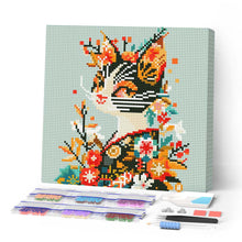 Afbeelding in Gallery-weergave laden, Mini Diamond Painting 25x25 cm - Floral Kat in Kimono