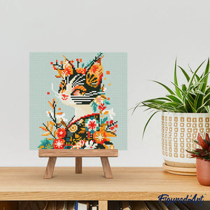 Mini Diamond Painting 25x25 cm - Floral Kat in Kimono