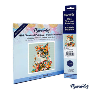 Mini Diamond Painting 25x25 cm - Floral Kat in Kimono