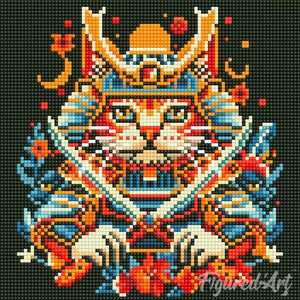 Mini Diamond Painting 25x25 cm - Samurai Kat