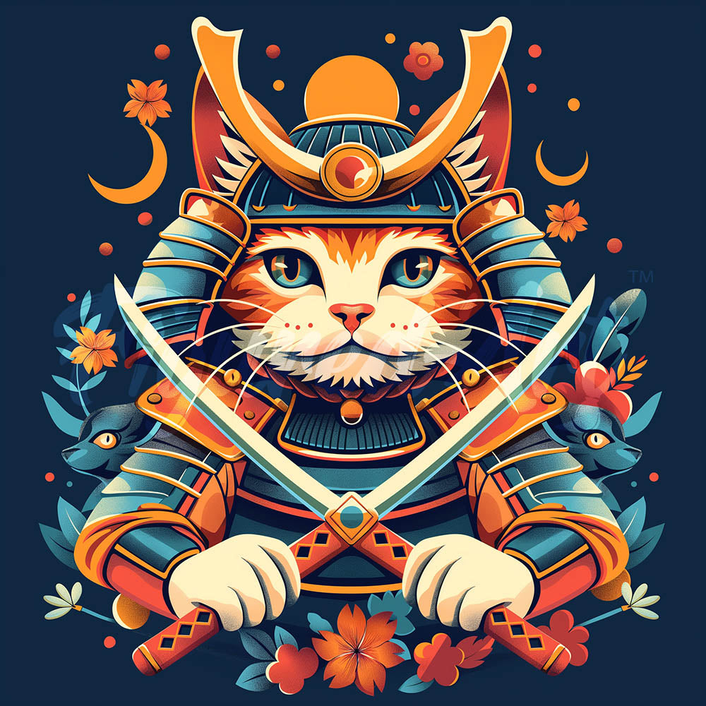 Mini Diamond Painting 25x25 cm - Samurai Kat