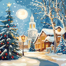 Afbeelding in Gallery-weergave laden, Mini Diamond Painting 25x25 cm - Besneeuwde kerststraat