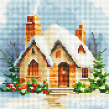 Afbeelding in Gallery-weergave laden, Mini Diamond Painting 25x25 cm - Bakstenen huis in de winter