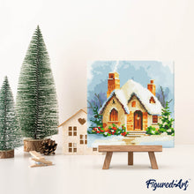 Afbeelding in Gallery-weergave laden, Mini Diamond Painting 25x25 cm - Bakstenen huis in de winter