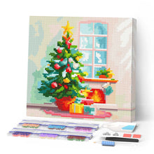 Afbeelding in Gallery-weergave laden, Mini Diamond Painting 25x25 cm - Kerstboom en open haard