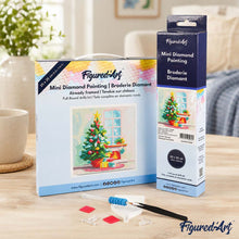 Afbeelding in Gallery-weergave laden, Mini Diamond Painting 25x25 cm - Kerstboom en open haard