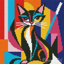 Afbeelding in Gallery-weergave laden, Mini Diamond Painting 25x25 cm - Gedurfd Abstract Kat