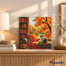 Afbeelding in Gallery-weergave laden, Mini Diamond Painting 25x25 cm - Herfstzicht van de kat